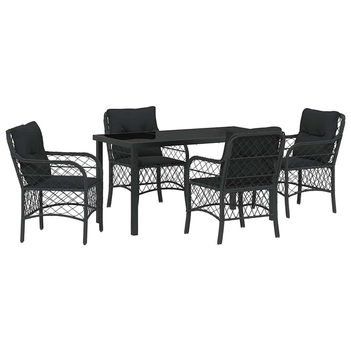 Have Spisebordssæt med pude 5 pcs Sort polyrattan