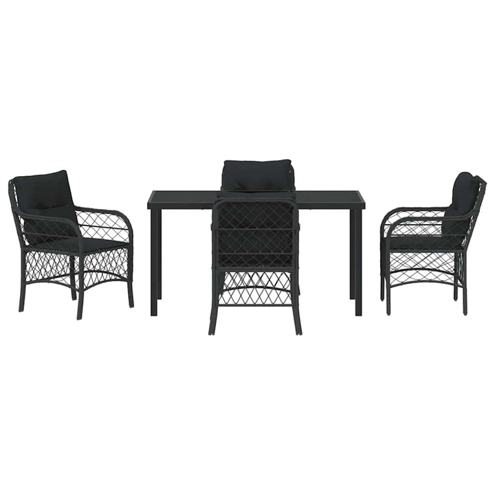 Have Spisebordssæt med pude 5 pcs Sort polyrattan