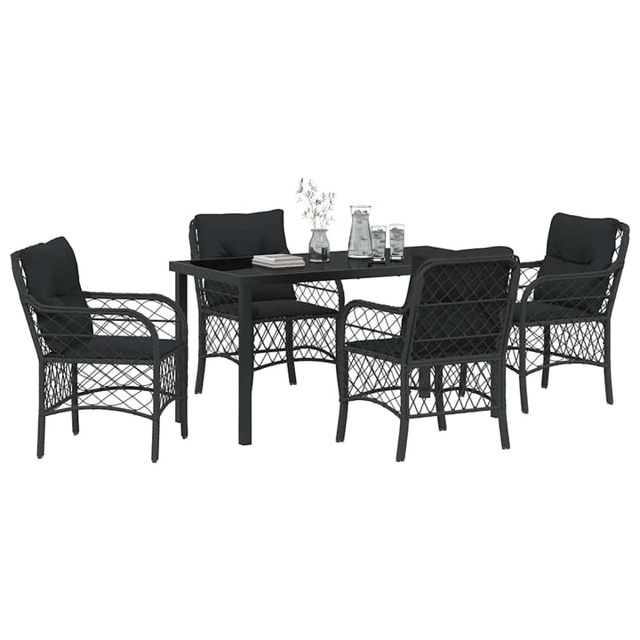 Have Spisebordssæt med pude 5 pcs Sort polyrattan