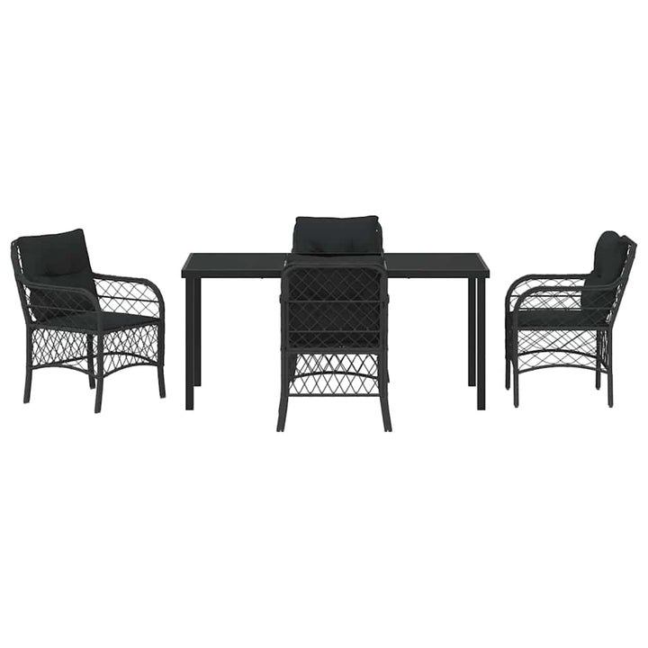 Have Spisebordssæt med pude 5 pcs Sort polyrattan