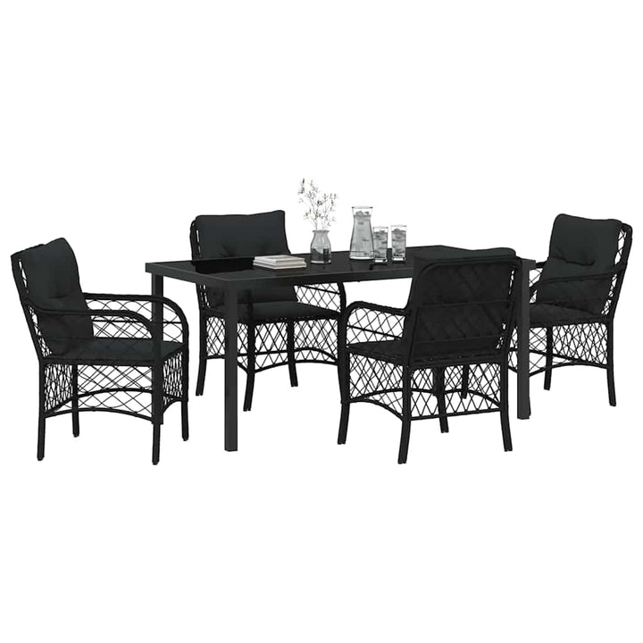 Have Spisebordssæt med pude 5 pcs Sort polyrattan