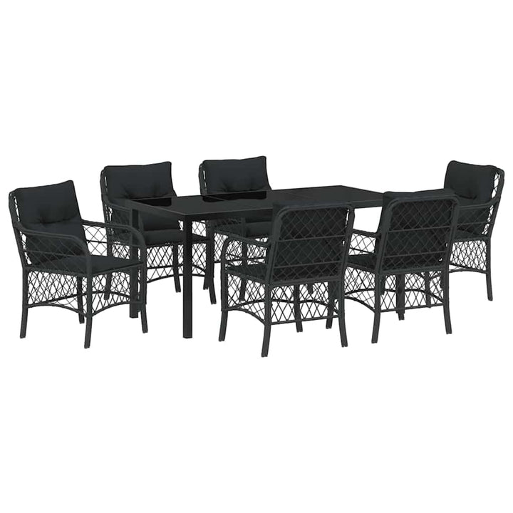 Have Spisebordssæt med pude 7 pcs Sort polyrattan