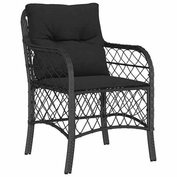 Have Spisebordssæt med pude 7 pcs Sort polyrattan