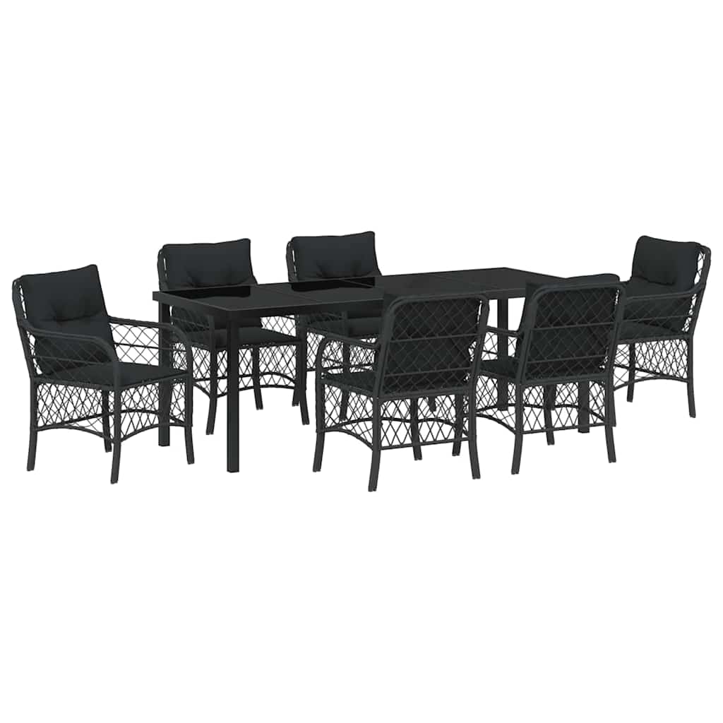 Have Spisebordssæt med pude 7 pcs Sort polyrattan
