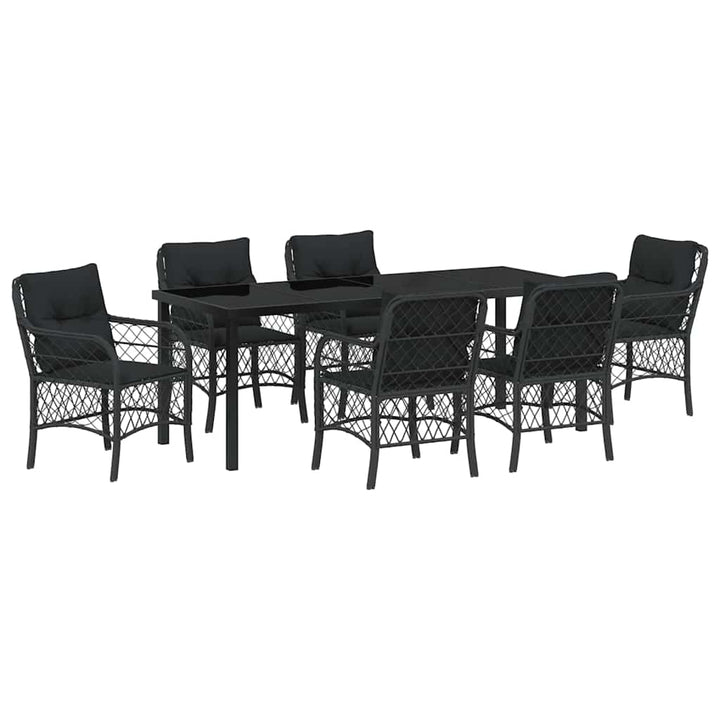 Have Spisebordssæt med pude 7 pcs Sort polyrattan
