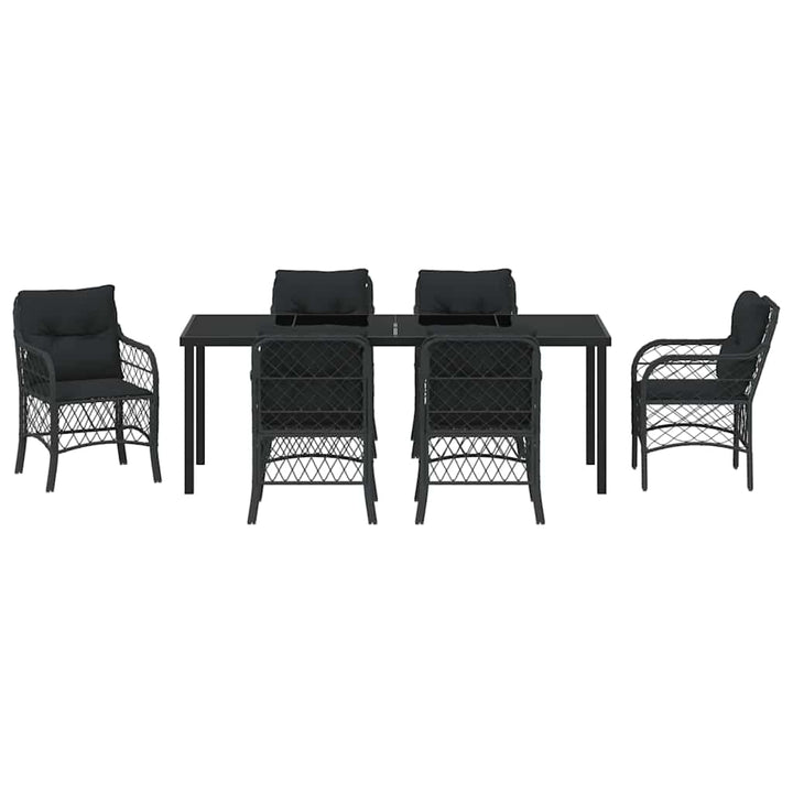 Have Spisebordssæt med pude 7 pcs Sort polyrattan