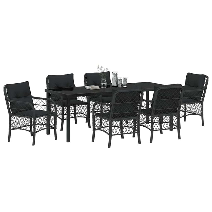 Have Spisebordssæt med pude 7 pcs Sort polyrattan