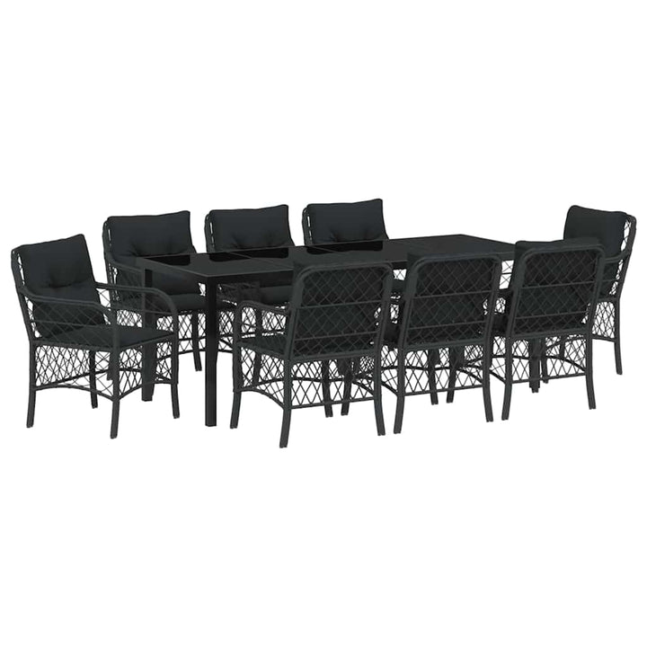 Have Spisebordssæt med pude 9 pcs Sort polyrattan