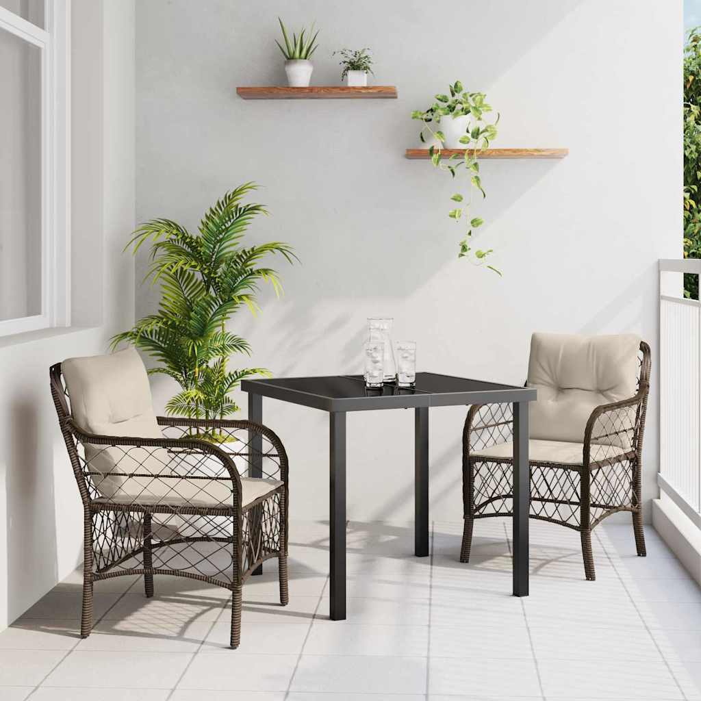 Have Spisebordssæt med pude 3 pcs Brun polyrattan