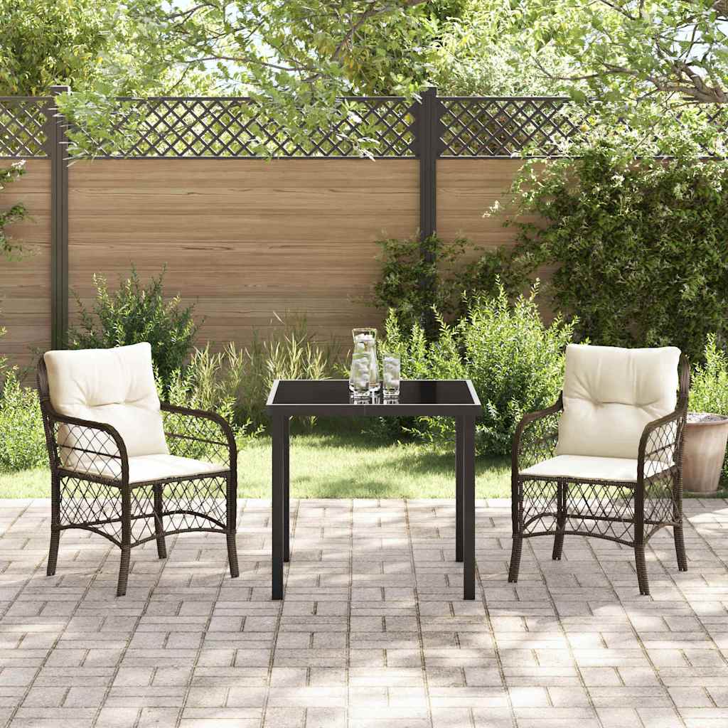Have Spisebordssæt med pude 3 pcs Brun polyrattan