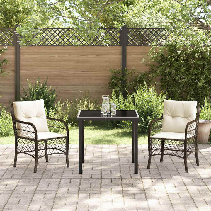 Have Spisebordssæt med pude 3 pcs Brun polyrattan