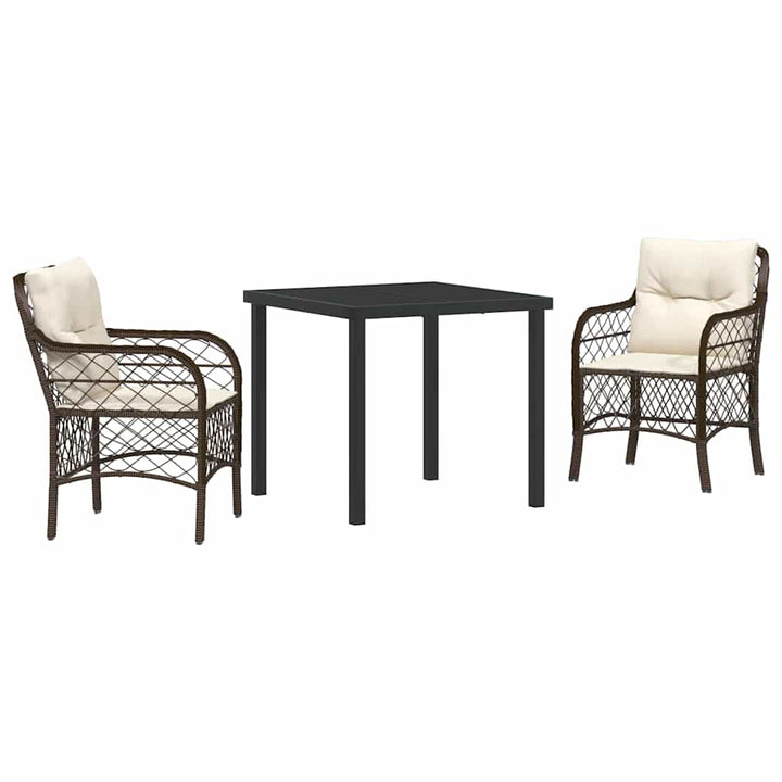 Have Spisebordssæt med pude 3 pcs Brun polyrattan