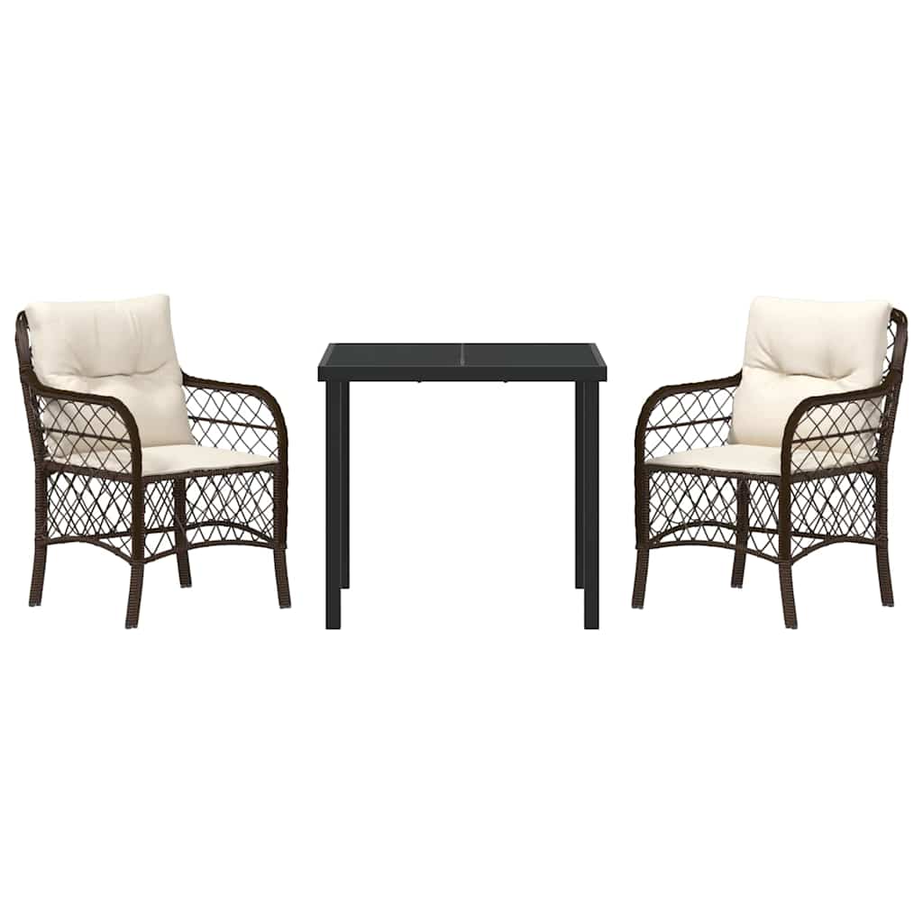 Have Spisebordssæt med pude 3 pcs Brun polyrattan