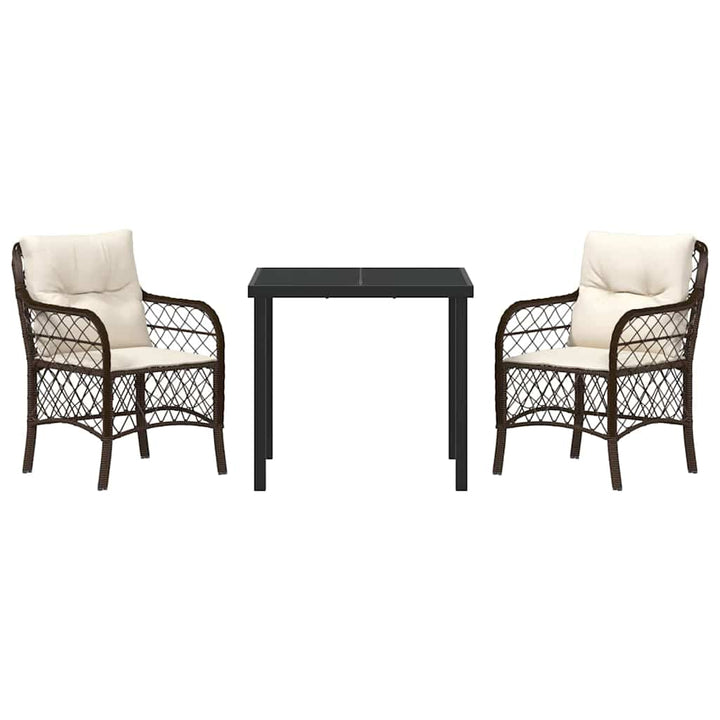Have Spisebordssæt med pude 3 pcs Brun polyrattan