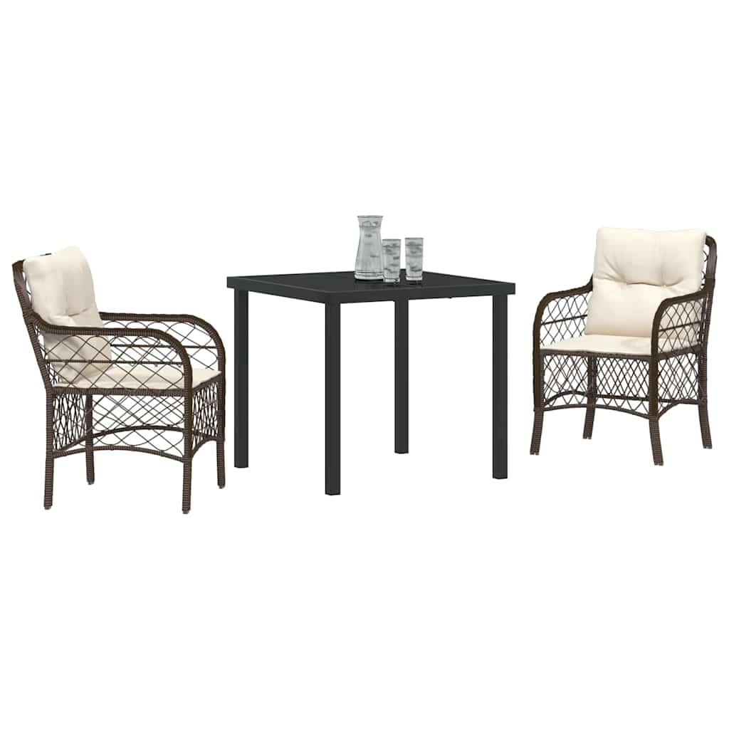 Have Spisebordssæt med pude 3 pcs Brun polyrattan