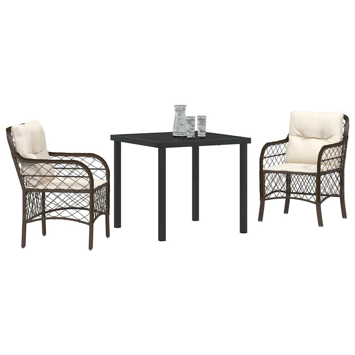 Have Spisebordssæt med pude 3 pcs Brun polyrattan