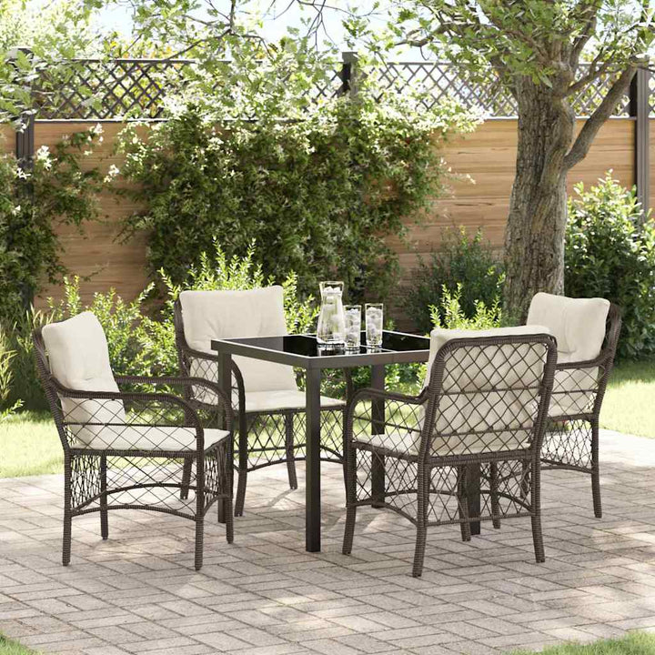 Have Spisebordssæt med pude 5 pcs Brun polyrattan