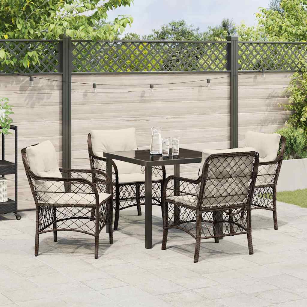 Have Spisebordssæt med pude 5 pcs Brun polyrattan