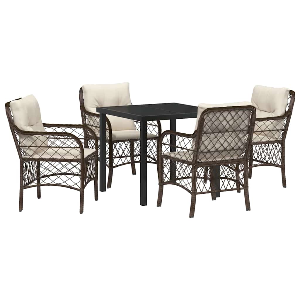 Have Spisebordssæt med pude 5 pcs Brun polyrattan