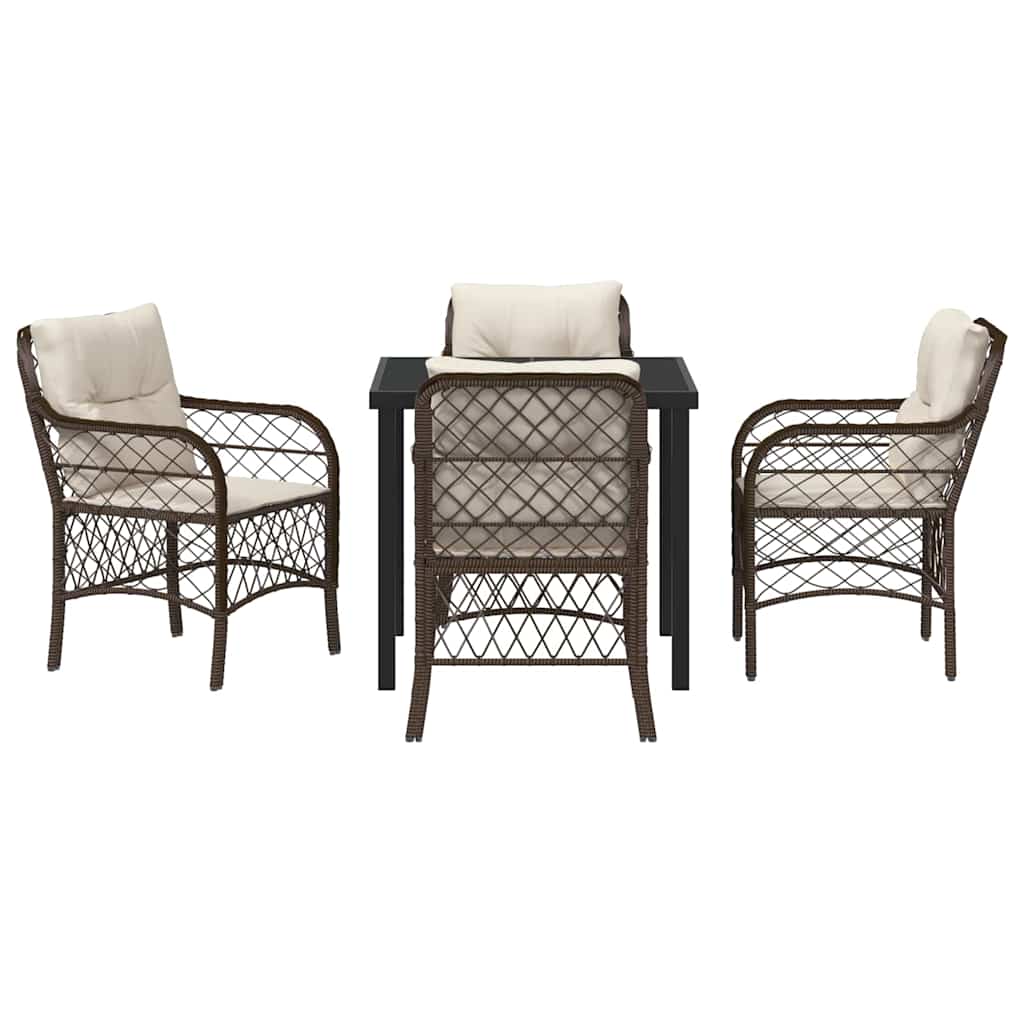 Have Spisebordssæt med pude 5 pcs Brun polyrattan