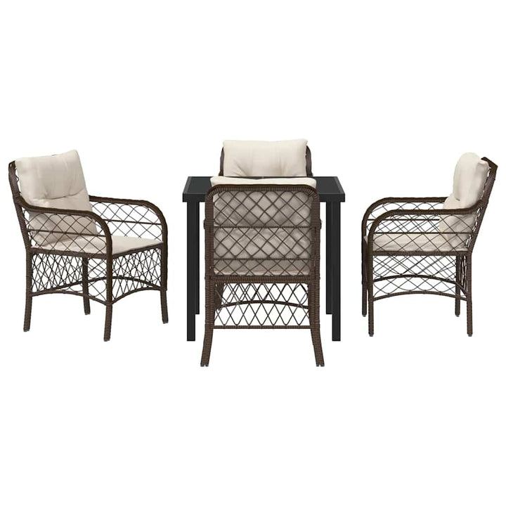 Have Spisebordssæt med pude 5 pcs Brun polyrattan