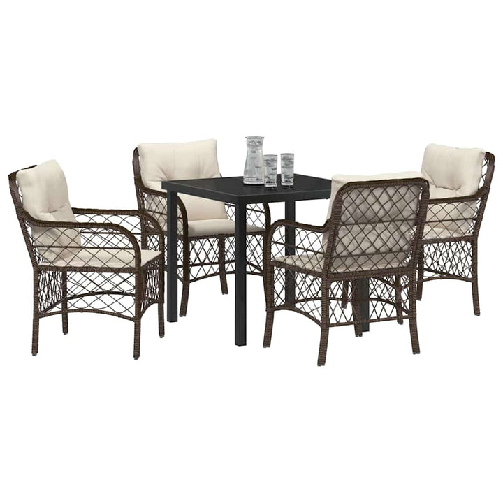 Have Spisebordssæt med pude 5 pcs Brun polyrattan