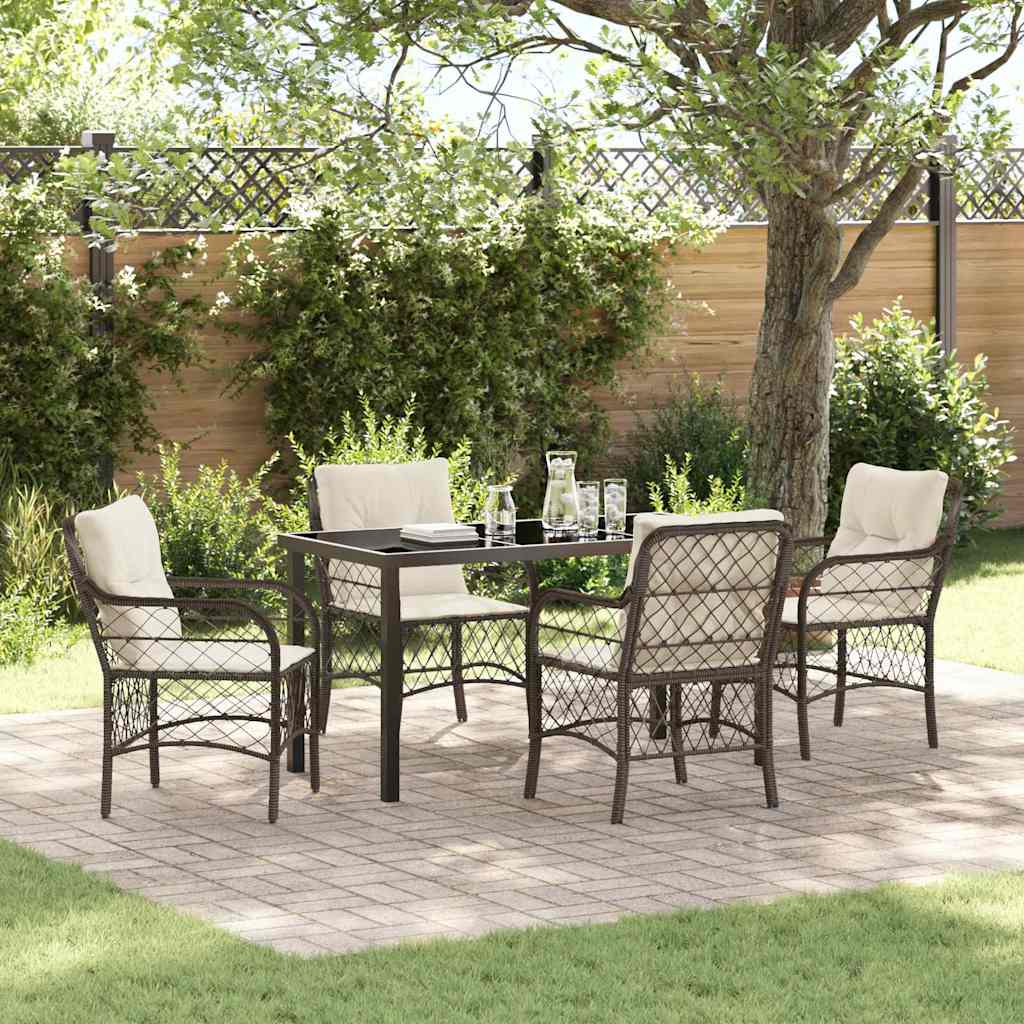 Have Spisebordssæt med pude 5 pcs Brun polyrattan