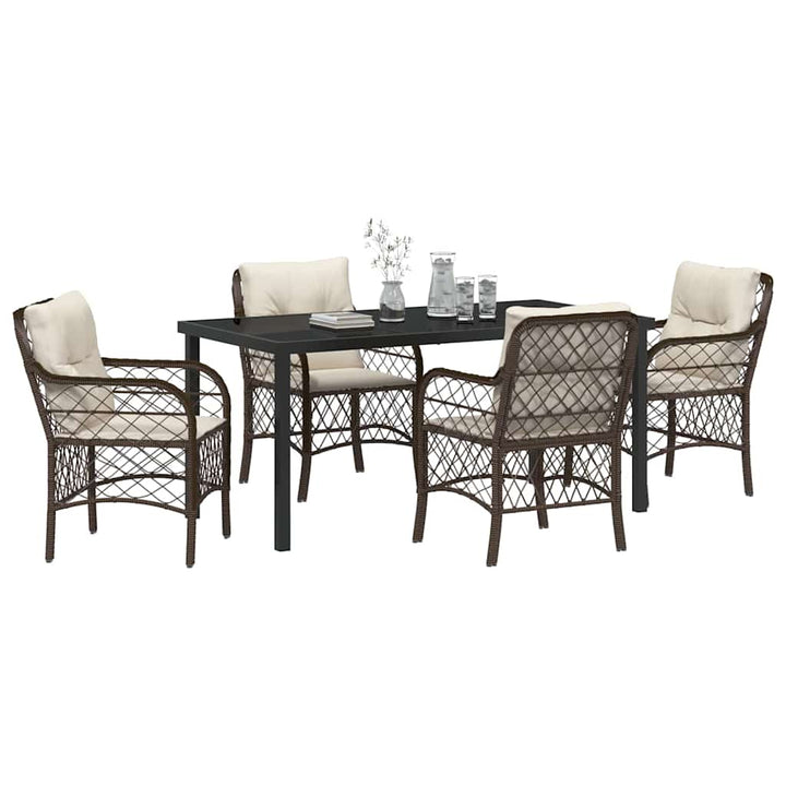 Have Spisebordssæt med pude 5 pcs Brun polyrattan