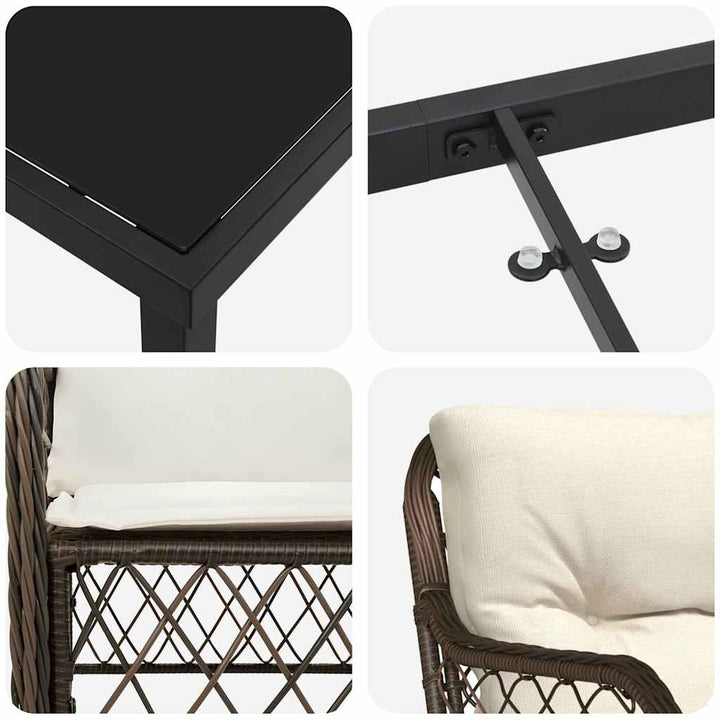 Have Spisebordssæt med pude 7 pcs Brun polyrattan