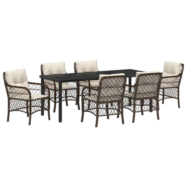Have Spisebordssæt med pude 7 pcs Brun polyrattan