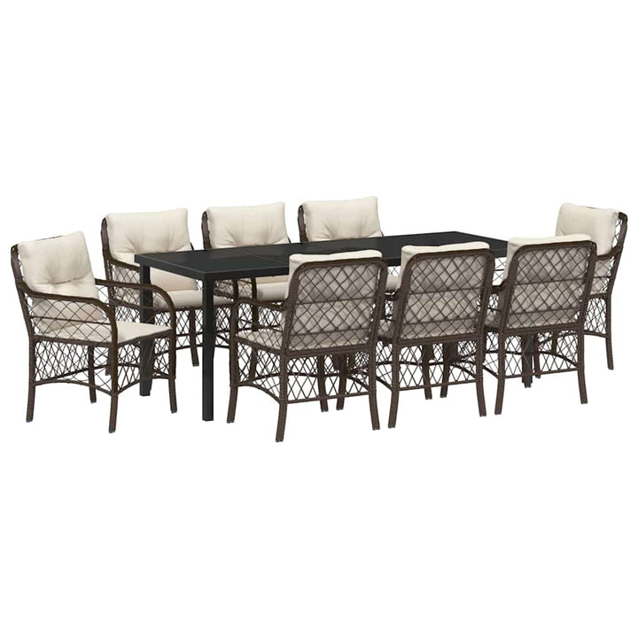 Have Spisebordssæt med pude 9 pcs Brun polyrattan