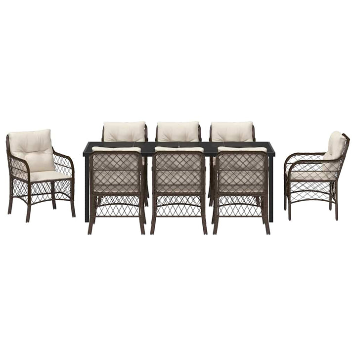 Have Spisebordssæt med pude 9 pcs Brun polyrattan