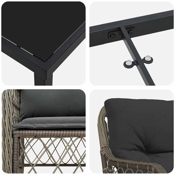 Have Spisebordssæt med pude 3 pcs Grå polyrattan
