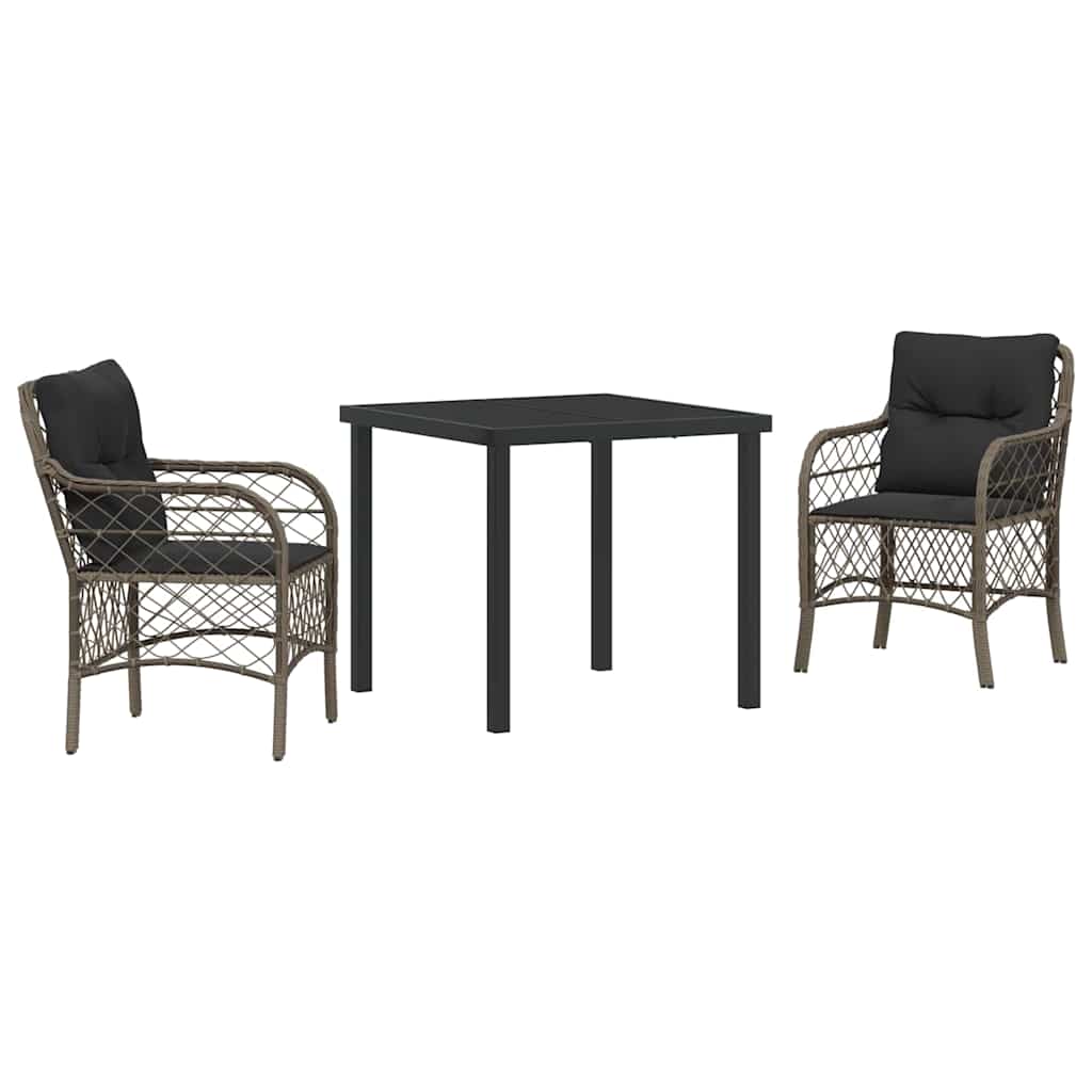 Have Spisebordssæt med pude 3 pcs Grå polyrattan
