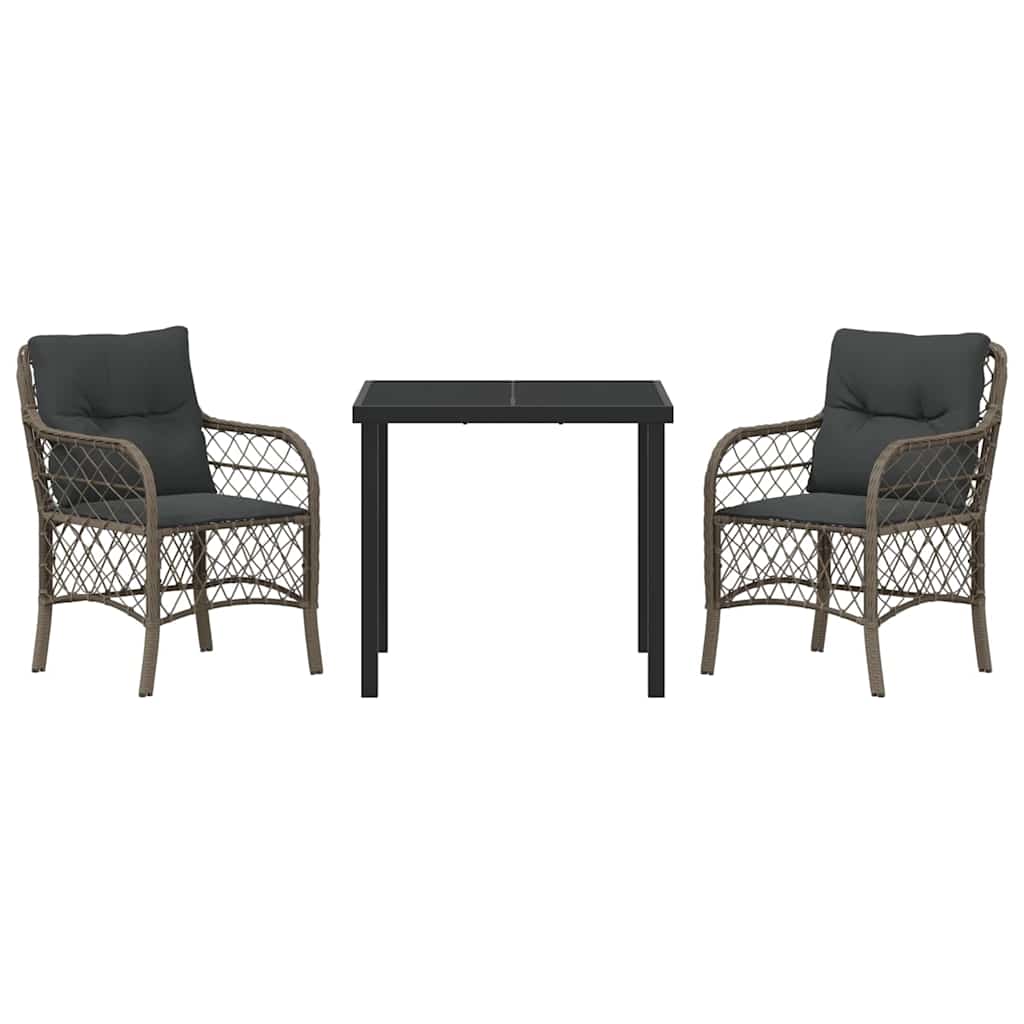 Have Spisebordssæt med pude 3 pcs Grå polyrattan