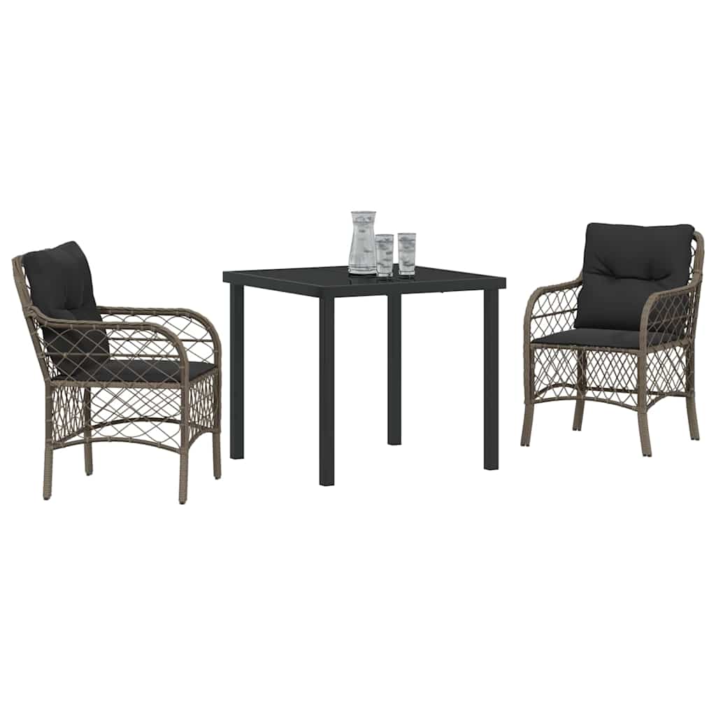 Have Spisebordssæt med pude 3 pcs Grå polyrattan