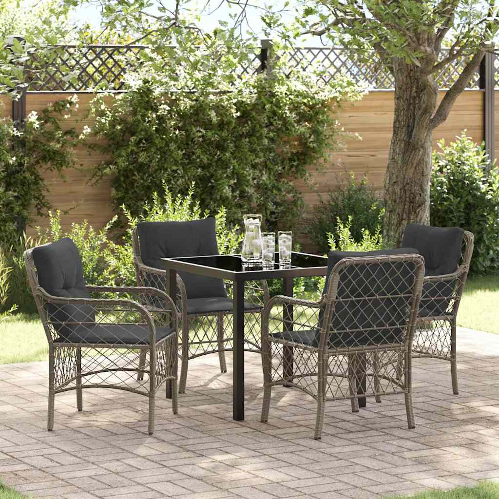 Have Spisebordssæt med pude 5 pcs Grå polyrattan