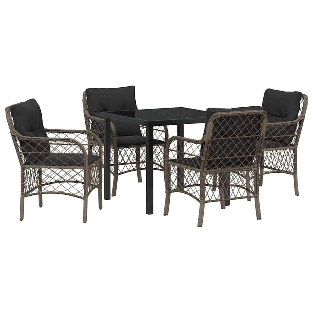 Have Spisebordssæt med pude 5 pcs Grå polyrattan