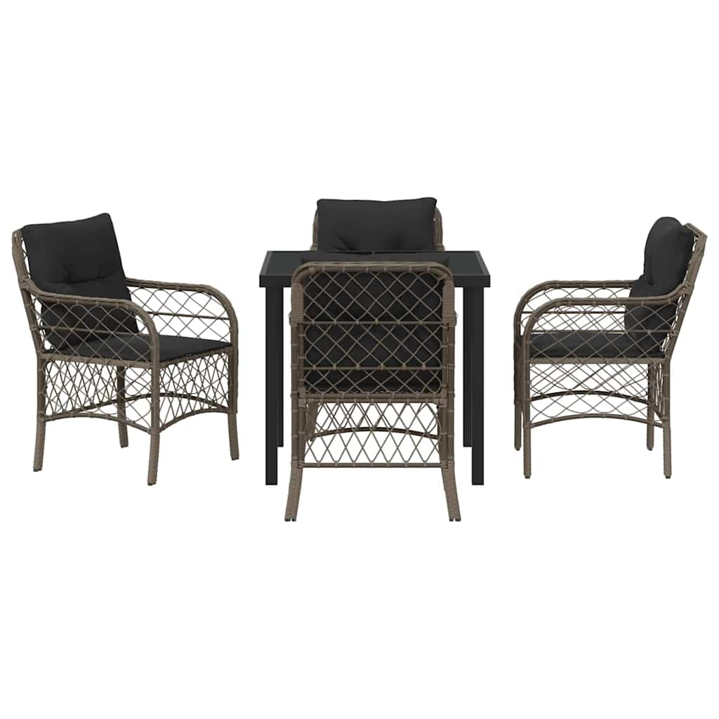 Have Spisebordssæt med pude 5 pcs Grå polyrattan