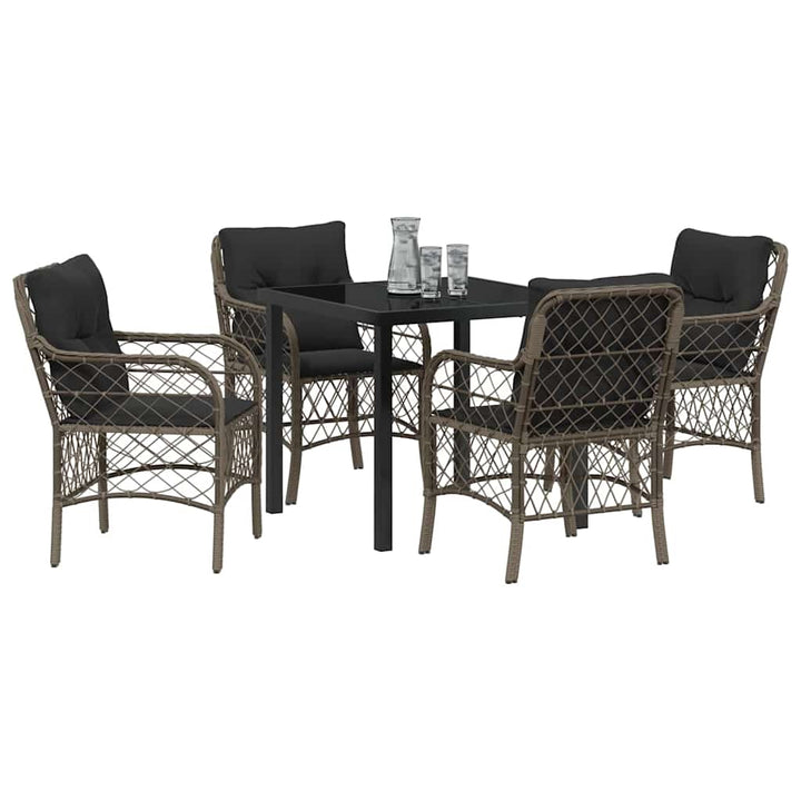 Have Spisebordssæt med pude 5 pcs Grå polyrattan