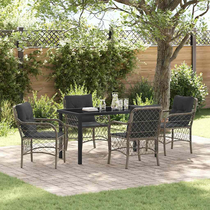 Have Spisebordssæt med pude 5 pcs Grå polyrattan