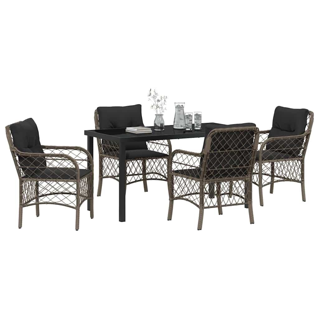 Have Spisebordssæt med pude 5 pcs Grå polyrattan
