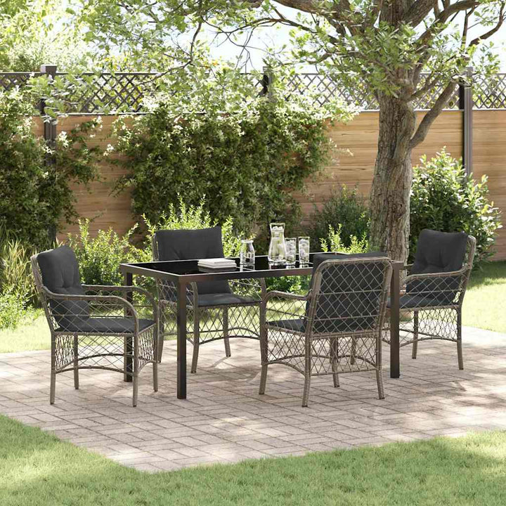 Have Spisebordssæt med pude 5 pcs Grå polyrattan