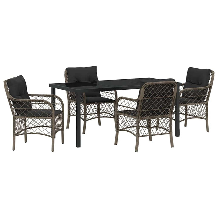 Have Spisebordssæt med pude 5 pcs Grå polyrattan