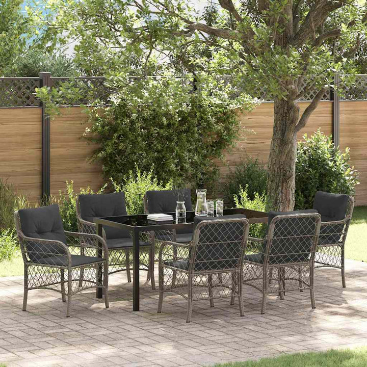Have Spisebordssæt med pude 7 pcs Grå polyrattan