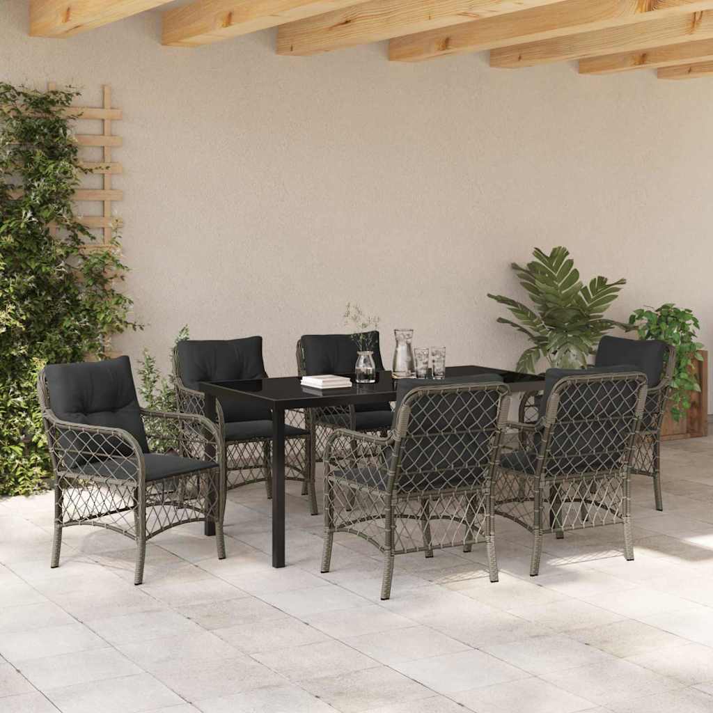 Have Spisebordssæt med pude 7 pcs Grå polyrattan
