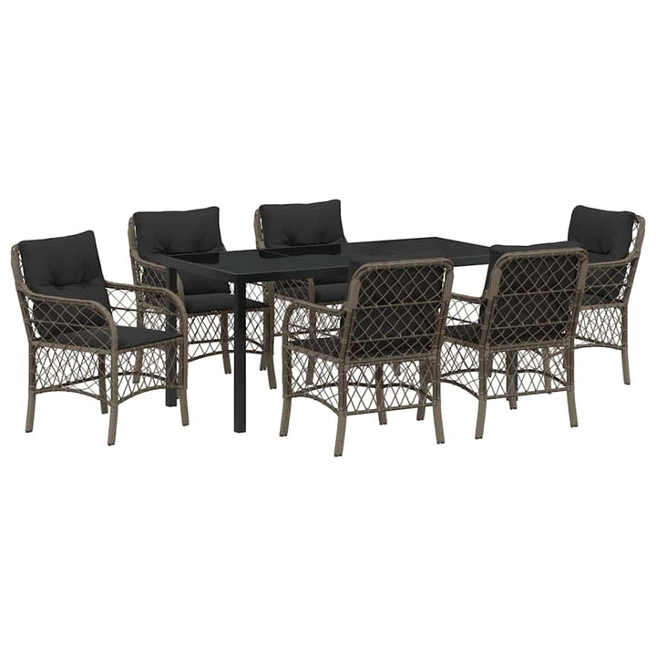 Have Spisebordssæt med pude 7 pcs Grå polyrattan