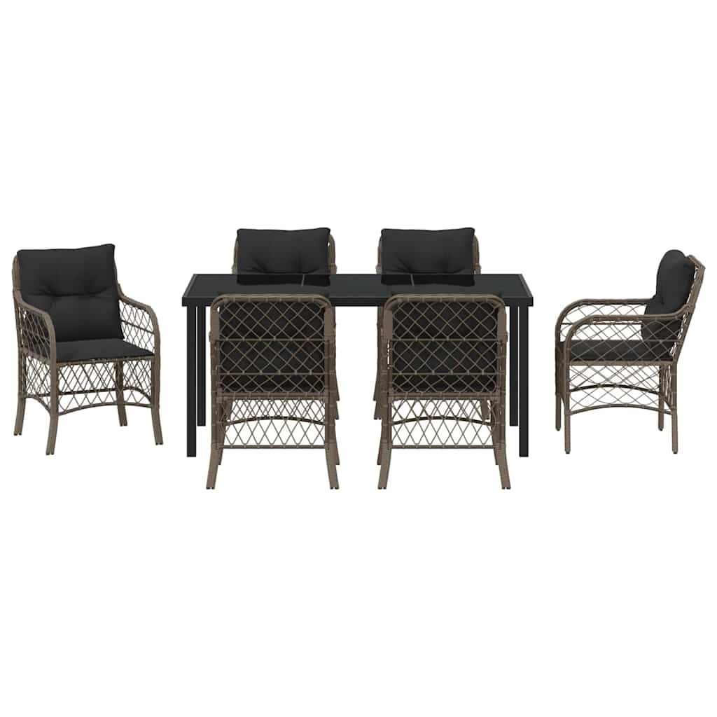 Have Spisebordssæt med pude 7 pcs Grå polyrattan