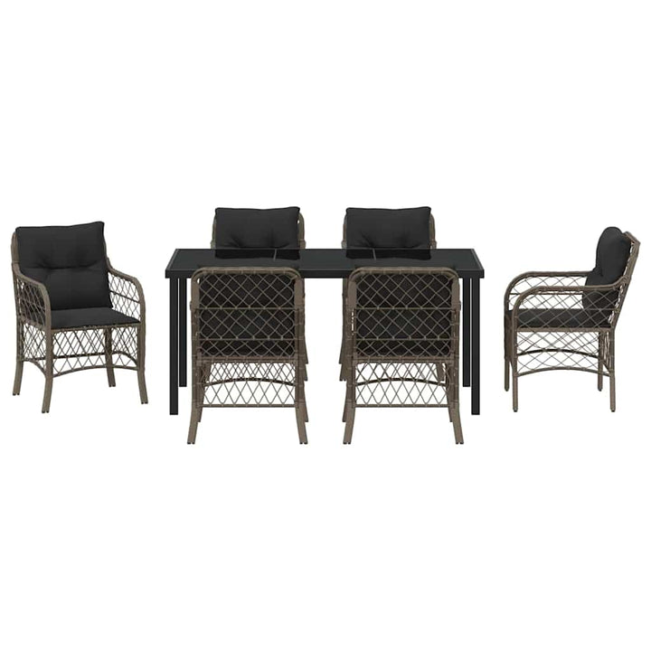 Have Spisebordssæt med pude 7 pcs Grå polyrattan
