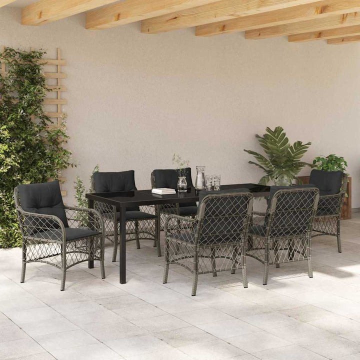 Have Spisebordssæt med pude 7 pcs Grå polyrattan